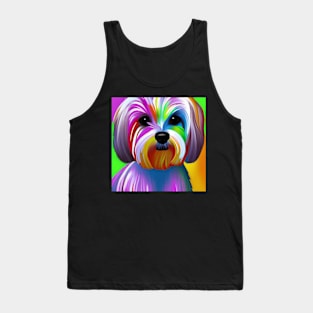 Maltese Dog Rainbow Painting Tank Top